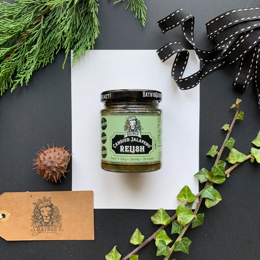 Haynes Candied Green Jalapeno Relish, Spreadable Sweet and Hot Sauce